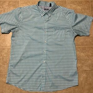 Izod plaid button up short sleeve quick dry golf shirt